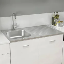 Gootsteen met afvoerset 1000x600x155 mm roestvrij staal zilver>vidaXL Hot