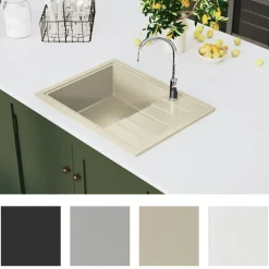 Sanitair & Loodgietersbenodigdheden*vidaXL Gootsteen met overloopgat ovaal graniet Beige