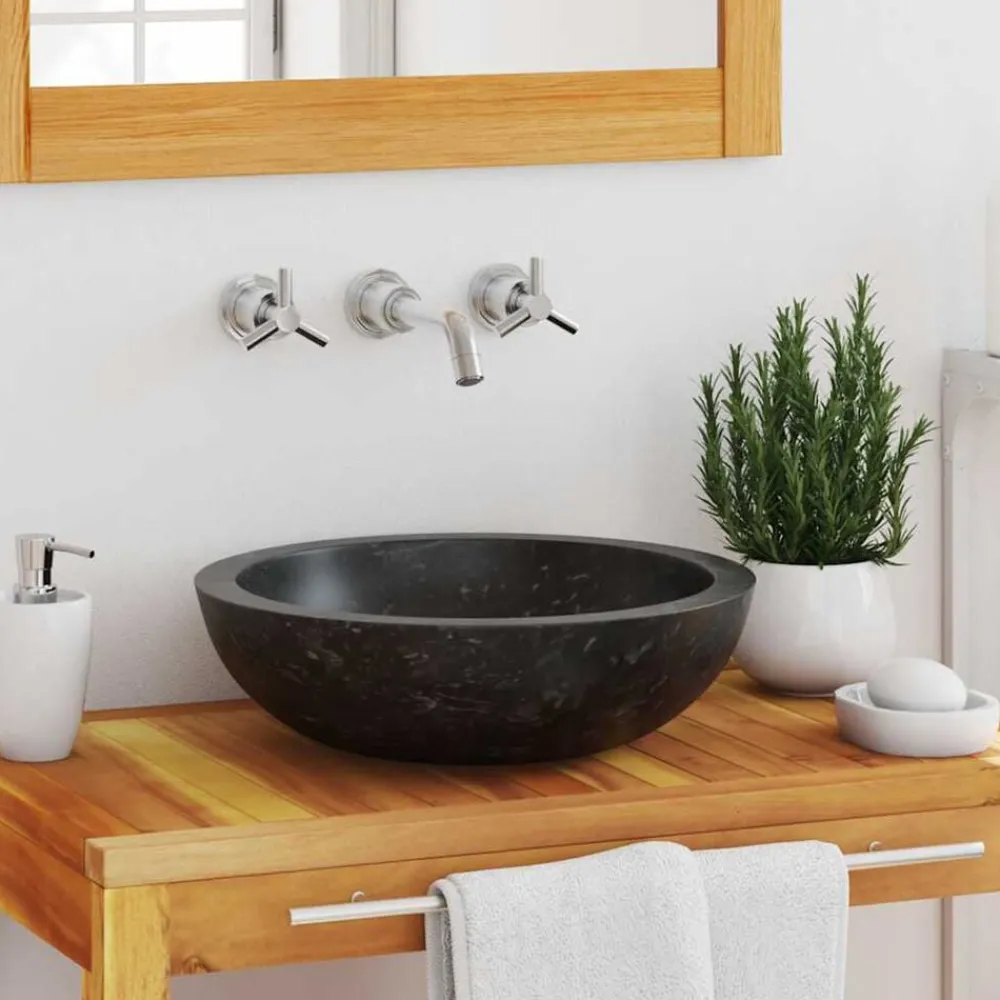 Sanitair & Loodgietersbenodigdheden*vidaXL Gootsteen 40x12 cm marmer Zwart