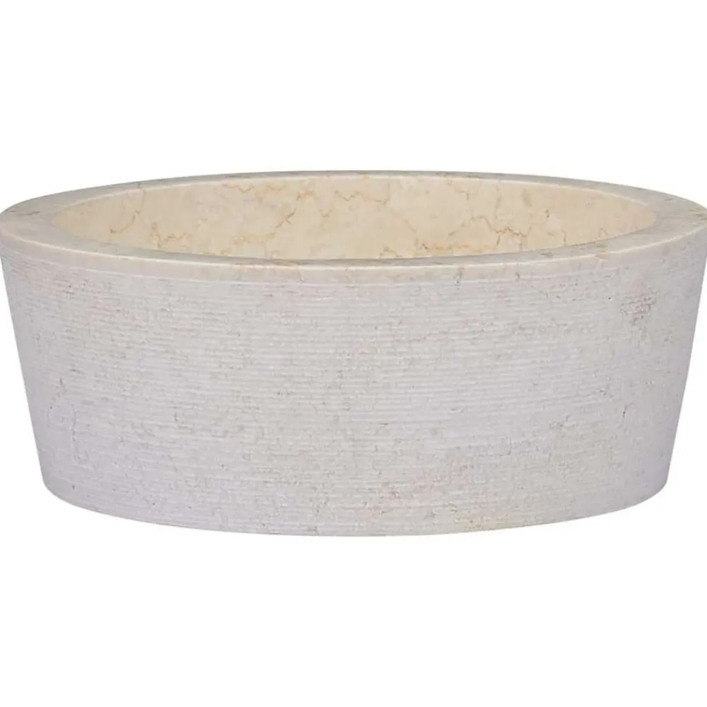 Sanitair & Loodgietersbenodigdheden*vidaXL Gootsteen Ø40x15 cm marmer crèmekleurig Crème