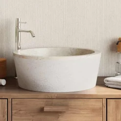 Sanitair & Loodgietersbenodigdheden*vidaXL Gootsteen Ø40x15 cm marmer crèmekleurig Crème