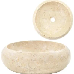 Sanitair & Loodgietersbenodigdheden*vidaXL Gootsteen 40x12 cm marmer crème Crème