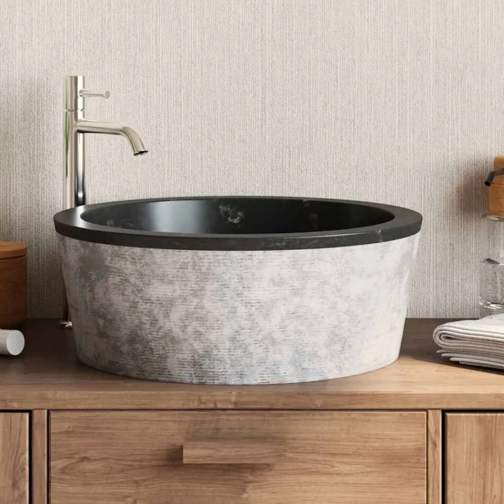 Gootsteen Ø40x15 cm marmer>vidaXL