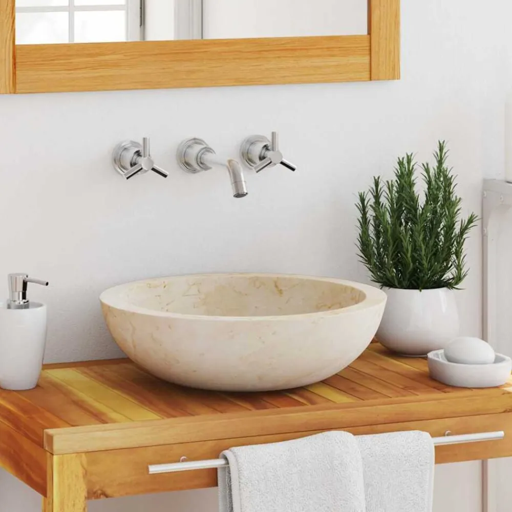 Sanitair & Loodgietersbenodigdheden*vidaXL Gootsteen 40x12 cm marmer crème Crème