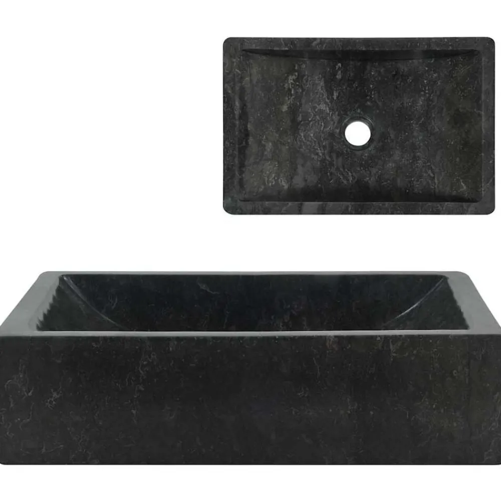 Sanitair & Loodgietersbenodigdheden*vidaXL Gootsteen 45x30x12 cm marmer hoogglans Zwart
