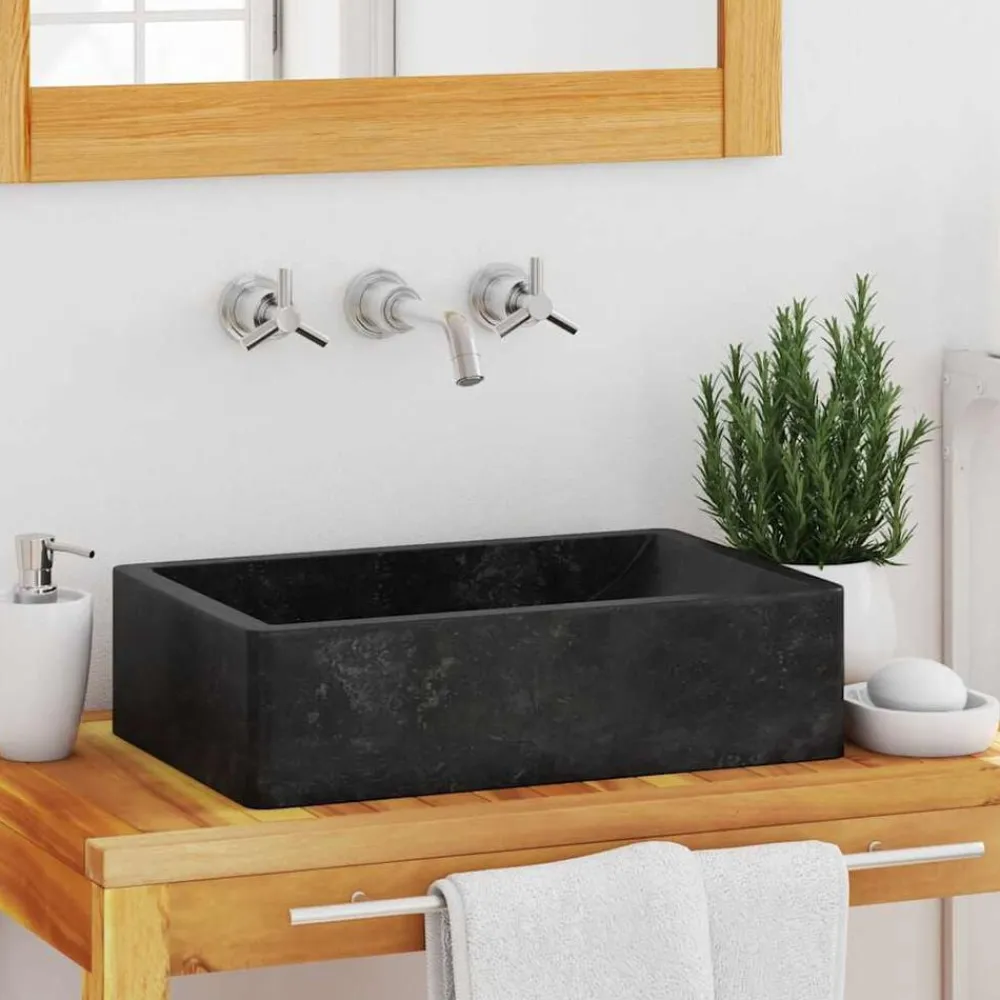 Sanitair & Loodgietersbenodigdheden*vidaXL Gootsteen 45x30x12 cm marmer hoogglans Zwart