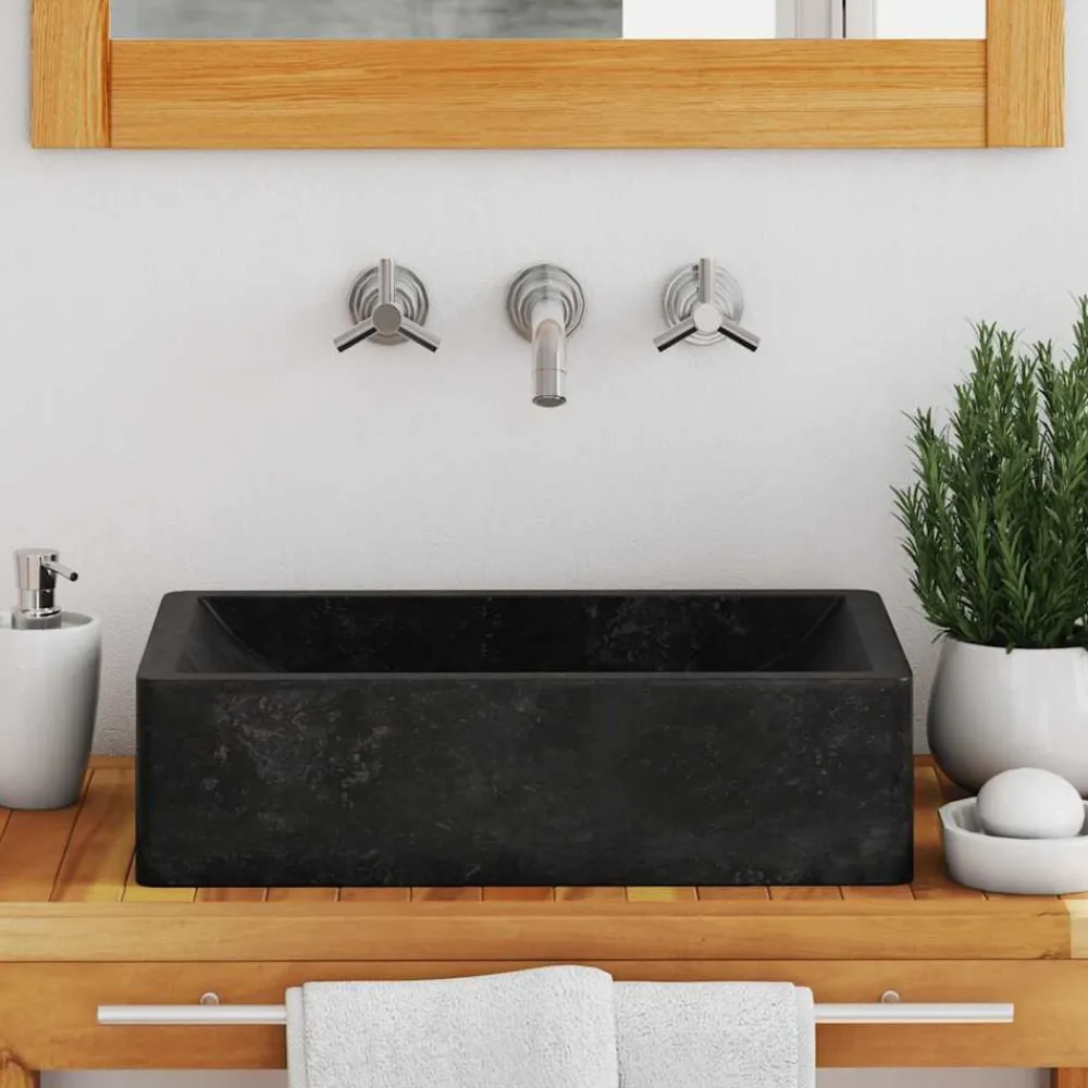 Sanitair & Loodgietersbenodigdheden*vidaXL Gootsteen 45x30x12 cm marmer hoogglans Zwart