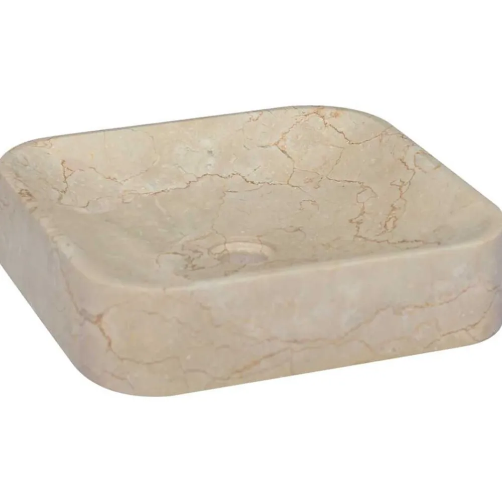 Sanitair & Loodgietersbenodigdheden*vidaXL Gootsteen 40x40x10 cm marmer crèmekleurig Crème