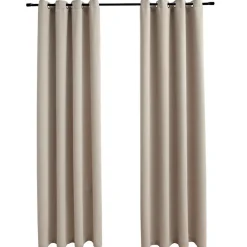 Woon- & Tuinaccessoires*vidaXL Gordijn verduisterend met metalen ringen 2 st 140x175 cm Beige