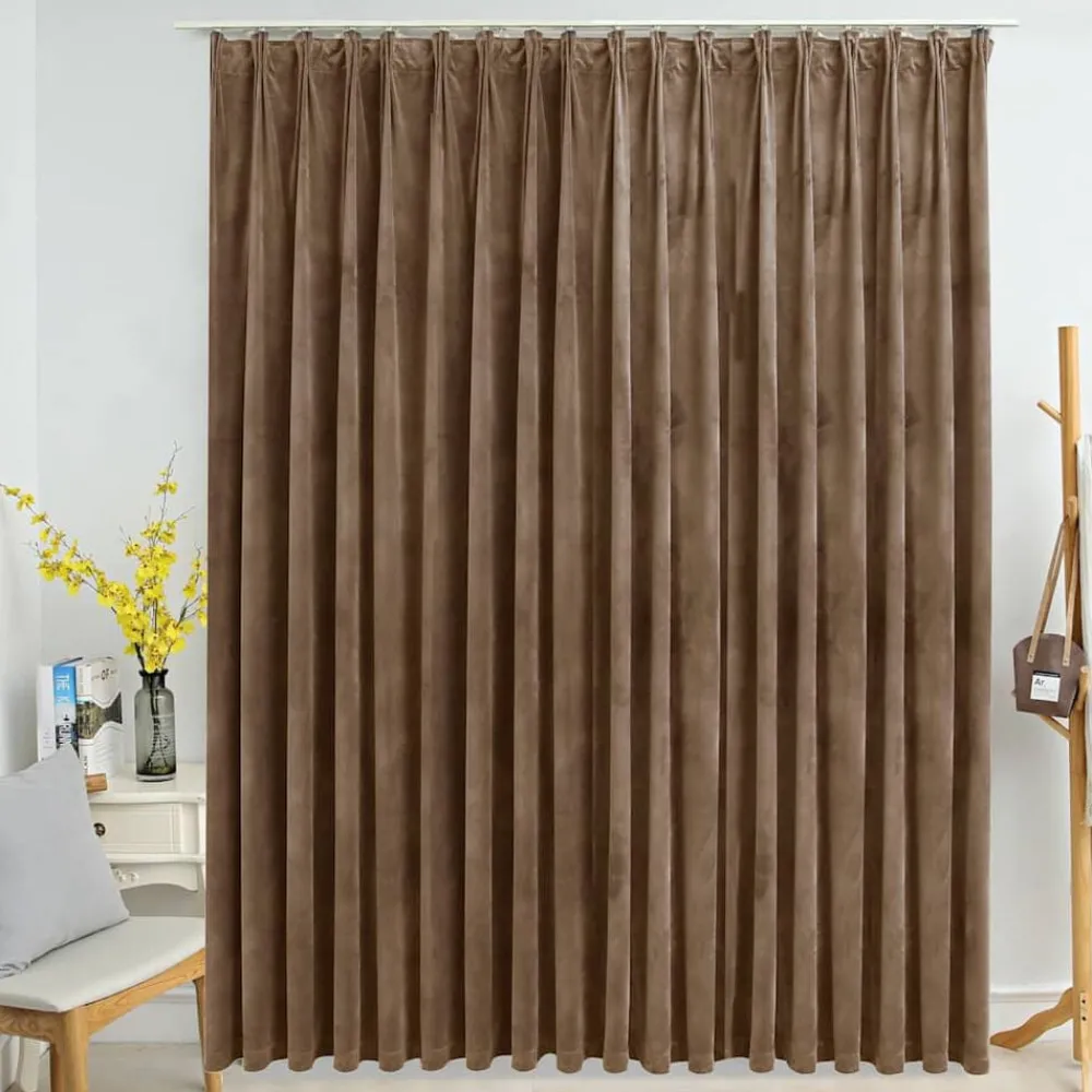 Woon- & Tuinaccessoires*vidaXL Gordijn verduisterend met haken 290x245 cm fluweel Beige