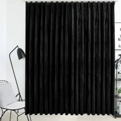 Woon- & Tuinaccessoires*vidaXL Gordijn verduisterend met haken 290x245 cm fluweel Zwart