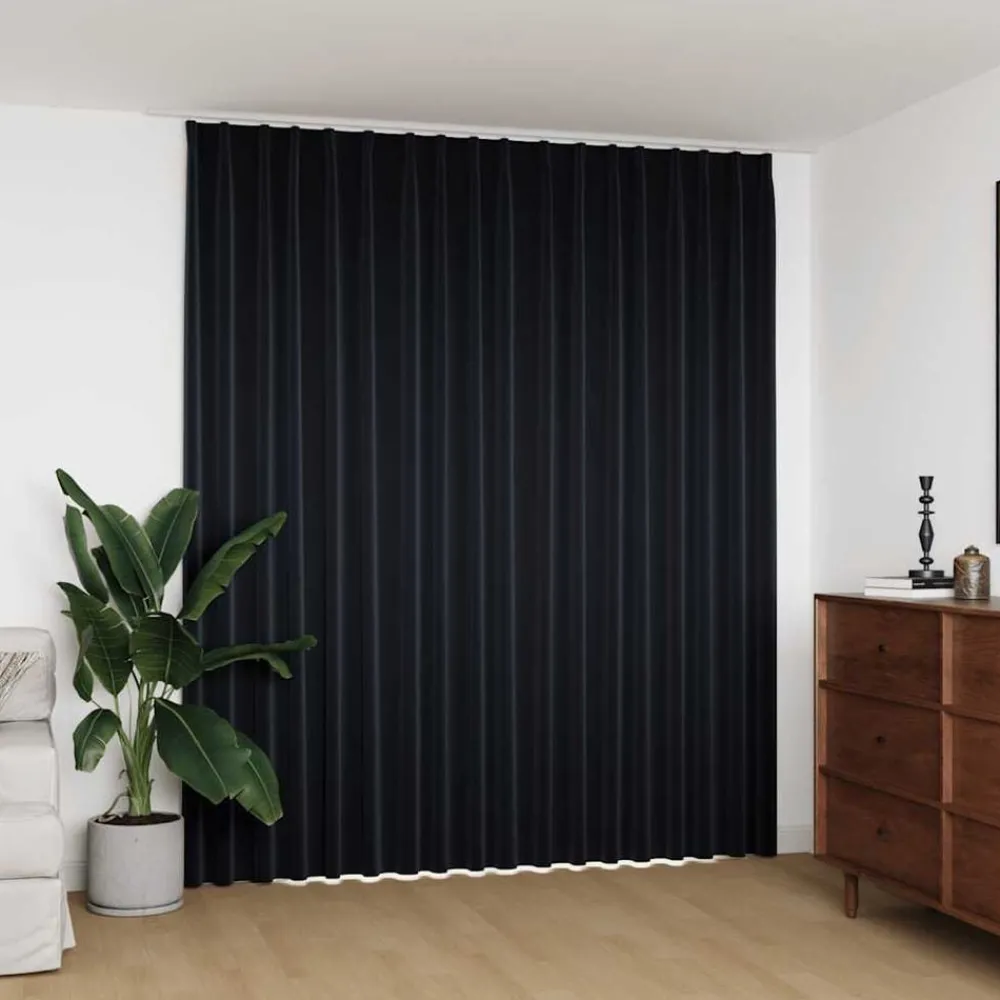 Woon- & Tuinaccessoires*vidaXL Gordijn verduisterend met haken 290x245 cm Zwart