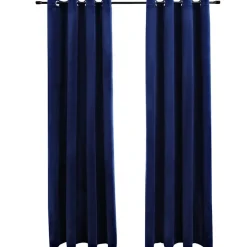 Woon- & Tuinaccessoires*vidaXL Gordijn verduisterend met ringen 2 st 140x175 cm fluweel blauw Donkerblauw