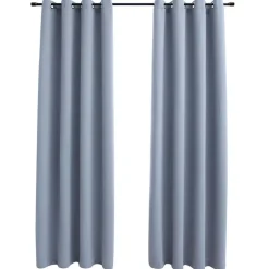Woon- & Tuinaccessoires*vidaXL Gordijn verduisterend met metalen ringen 2 st 140x175 cm Grijs