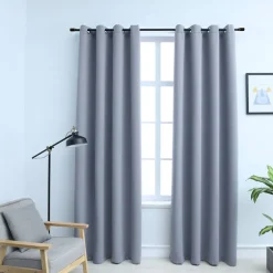 Woon- & Tuinaccessoires*vidaXL Gordijn verduisterend met metalen ringen 2 st 140x175 cm Grijs