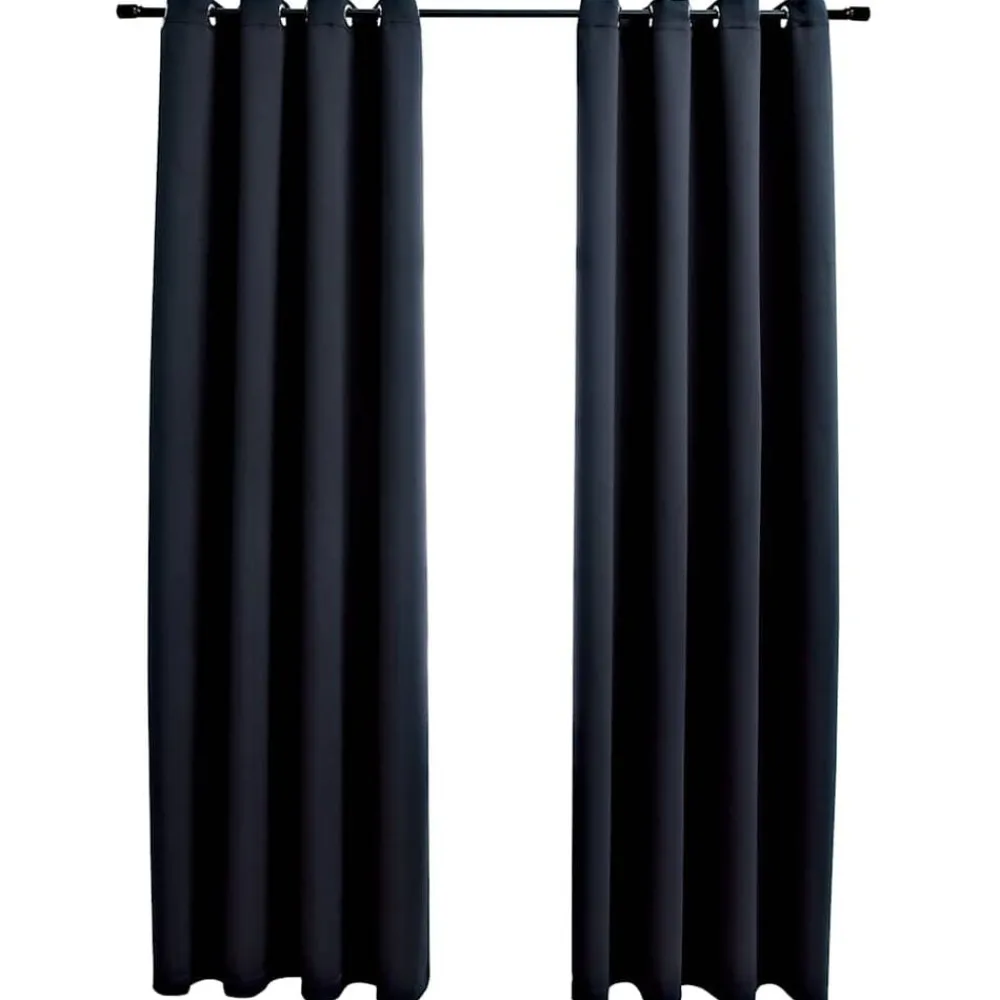 Gordijn verduisterend met metalen ringen 2 st 140x175 cm>vidaXL New