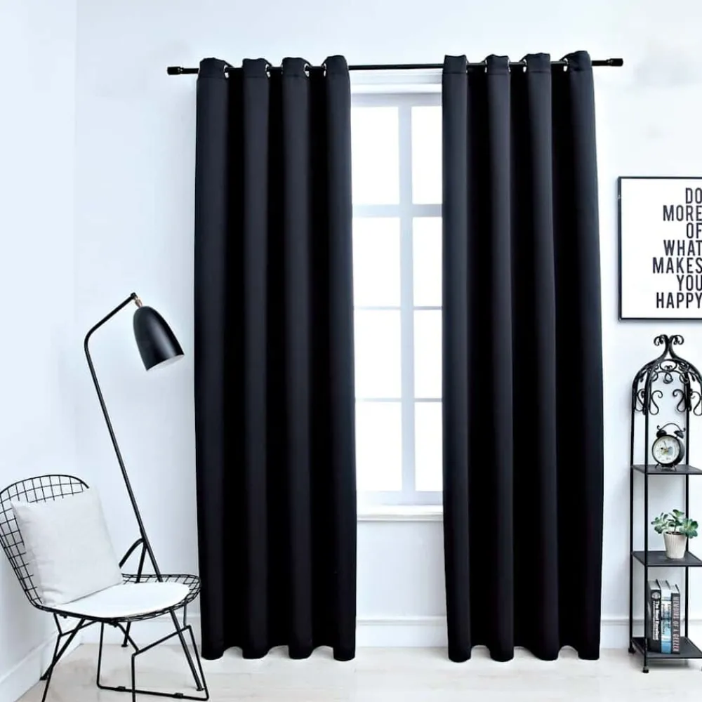 Gordijn verduisterend met metalen ringen 2 st 140x175 cm>vidaXL New