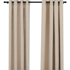 Woon- & Tuinaccessoires*vidaXL Gordijnen linnen-look verduisterend ogen 2 st 140x175 cm Beige