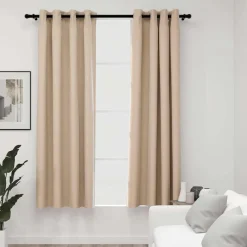 Woon- & Tuinaccessoires*vidaXL Gordijnen linnen-look verduisterend ogen 2 st 140x175 cm Beige