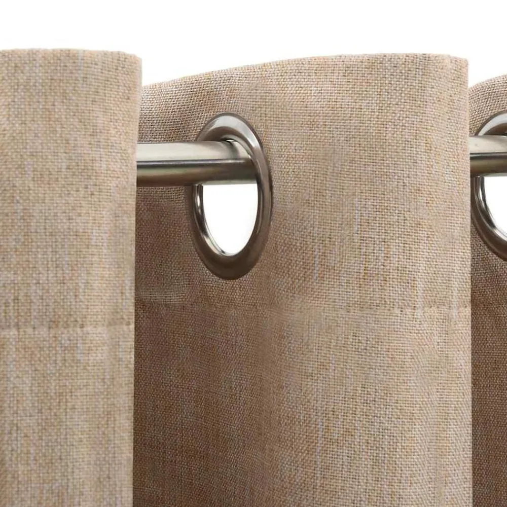 Woon- & Tuinaccessoires*vidaXL Gordijnen linnen-look verduisterend ogen 2 st 140x175 cm Beige