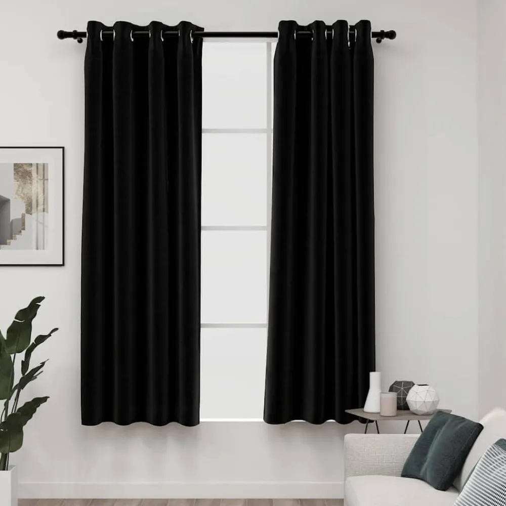 Woon- & Tuinaccessoires*vidaXL Gordijnen linnen-look verduisterend 2 st 140x175 cm Antraciet
