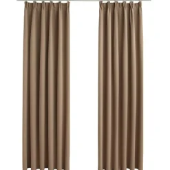 Woon- & Tuinaccessoires*vidaXL Gordijnen verduisterend met haken 2 st 140x175 cm Taupe