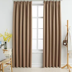 Woon- & Tuinaccessoires*vidaXL Gordijnen verduisterend met haken 2 st 140x175 cm Taupe