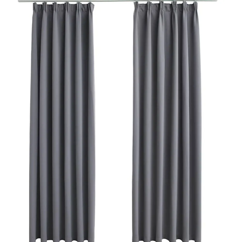 Gordijnen verduisterend met haken 2 st 140x175 cm>vidaXL Online