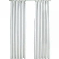 Woon- & Tuinaccessoires*vidaXL Gordijnen verduisterend met haken 2 st 140x175 cm Gebroken wit