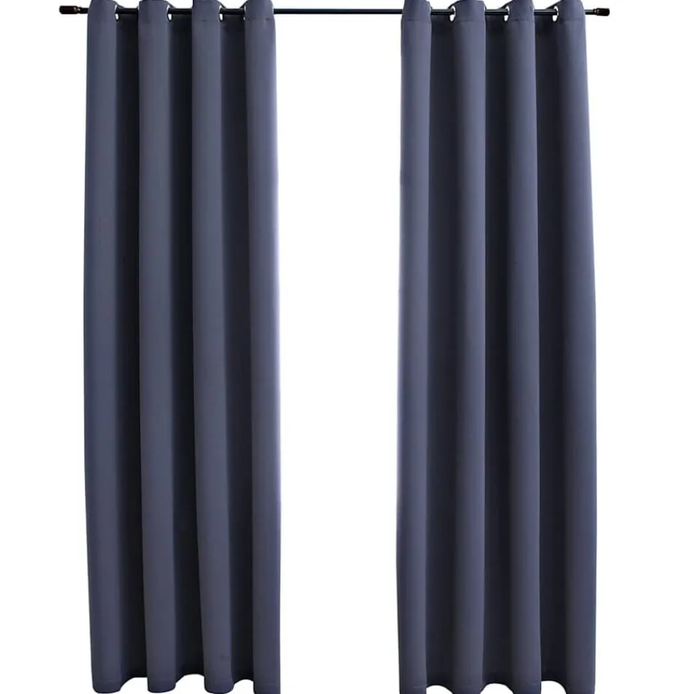 Woon- & Tuinaccessoires*vidaXL Gordijnen verduisterend met ringen 2 st 140x175 cm Antraciet