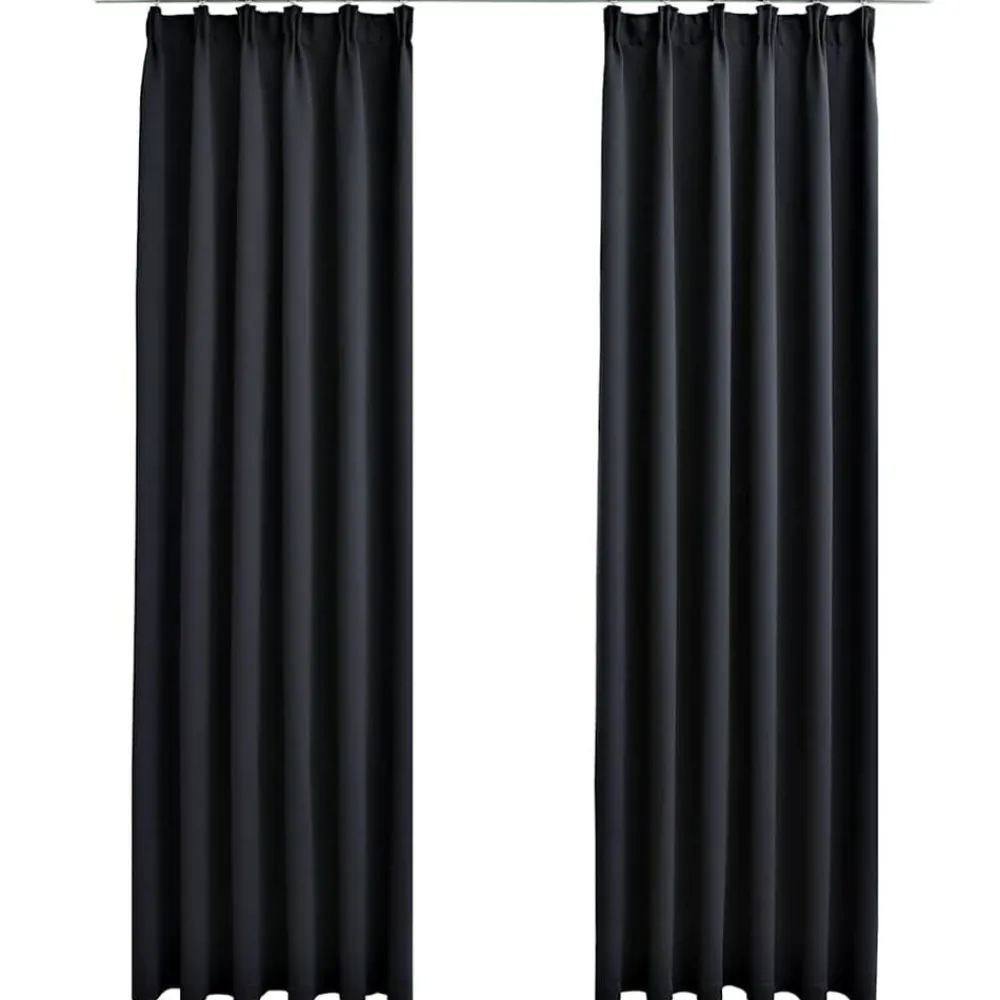 Gordijnen verduisterend met haken 2 st 140x175 cm>vidaXL Outlet