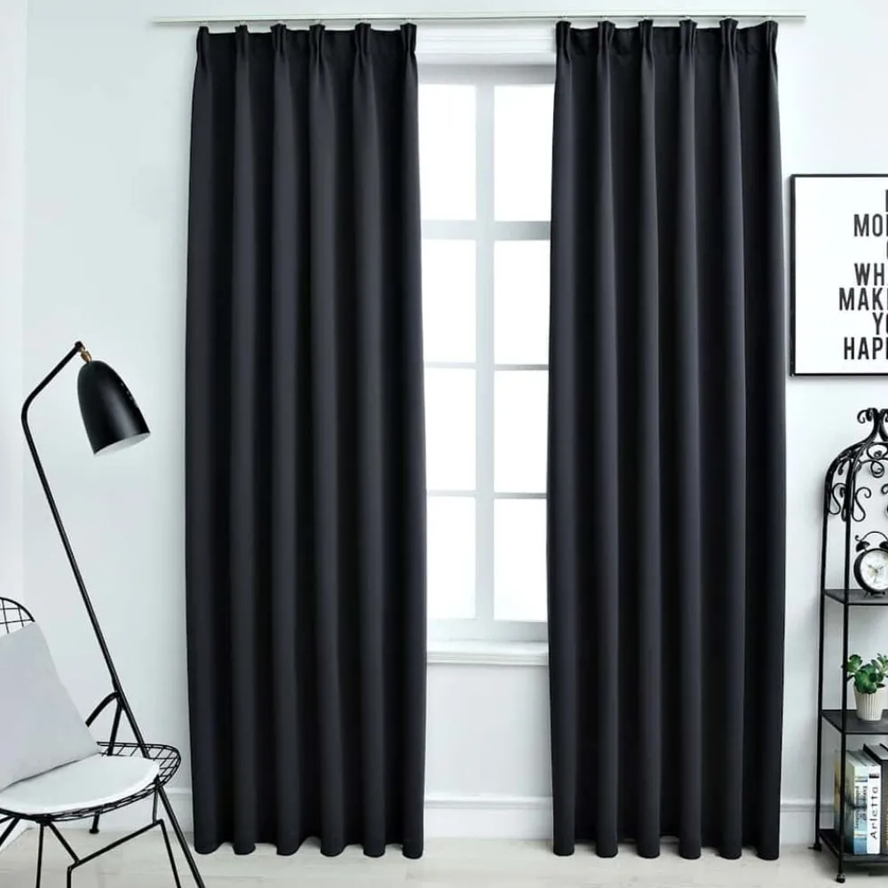 Gordijnen verduisterend met haken 2 st 140x175 cm>vidaXL Outlet