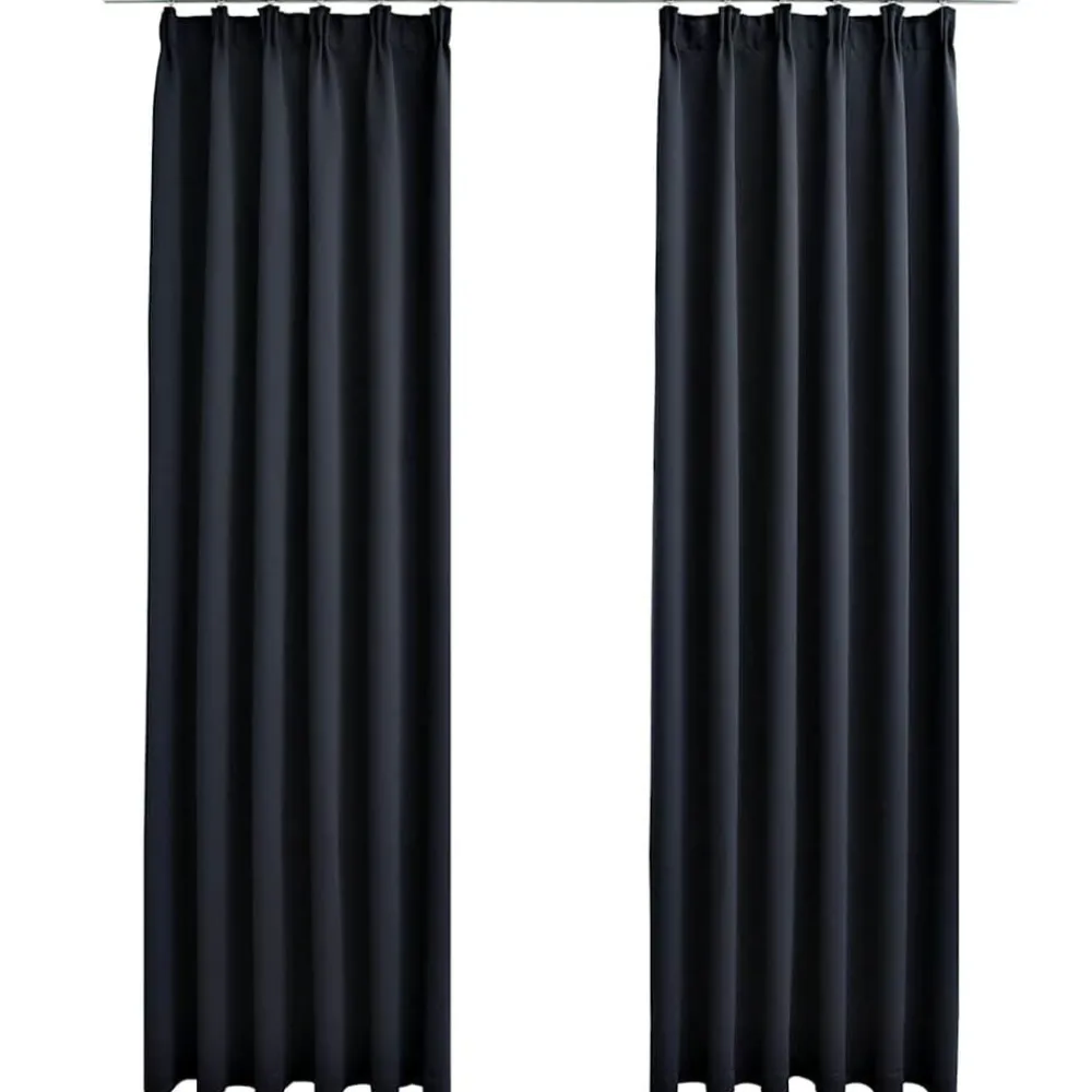 Gordijnen verduisterend met haken 2 st 140x175 cm>vidaXL Hot