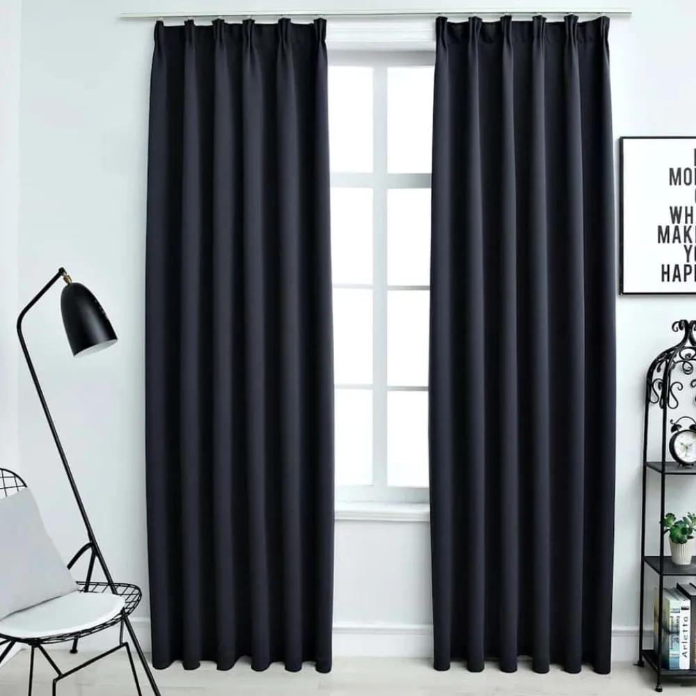 Gordijnen verduisterend met haken 2 st 140x175 cm>vidaXL Hot