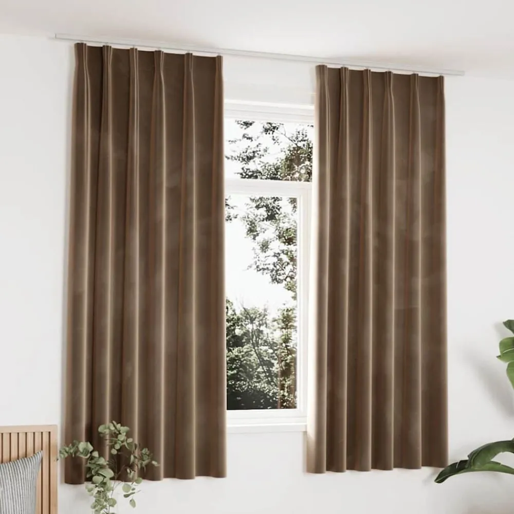 Gordijnen verduisterend 2 st met haken 140x175 cm fluweel>vidaXL Online