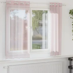 Woon- & Tuinaccessoires*vidaXL Gordijnen voile met doorvoertules 2 st 140x140 cm lichtroze