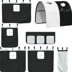 Bedden & Accessoires*vidaXL Gordijnen voor hoogslaper met tunnel polyester wit en Zwart