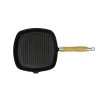 Grillpan met houten handvat gietijzer 20x20 cm>vidaXL Online