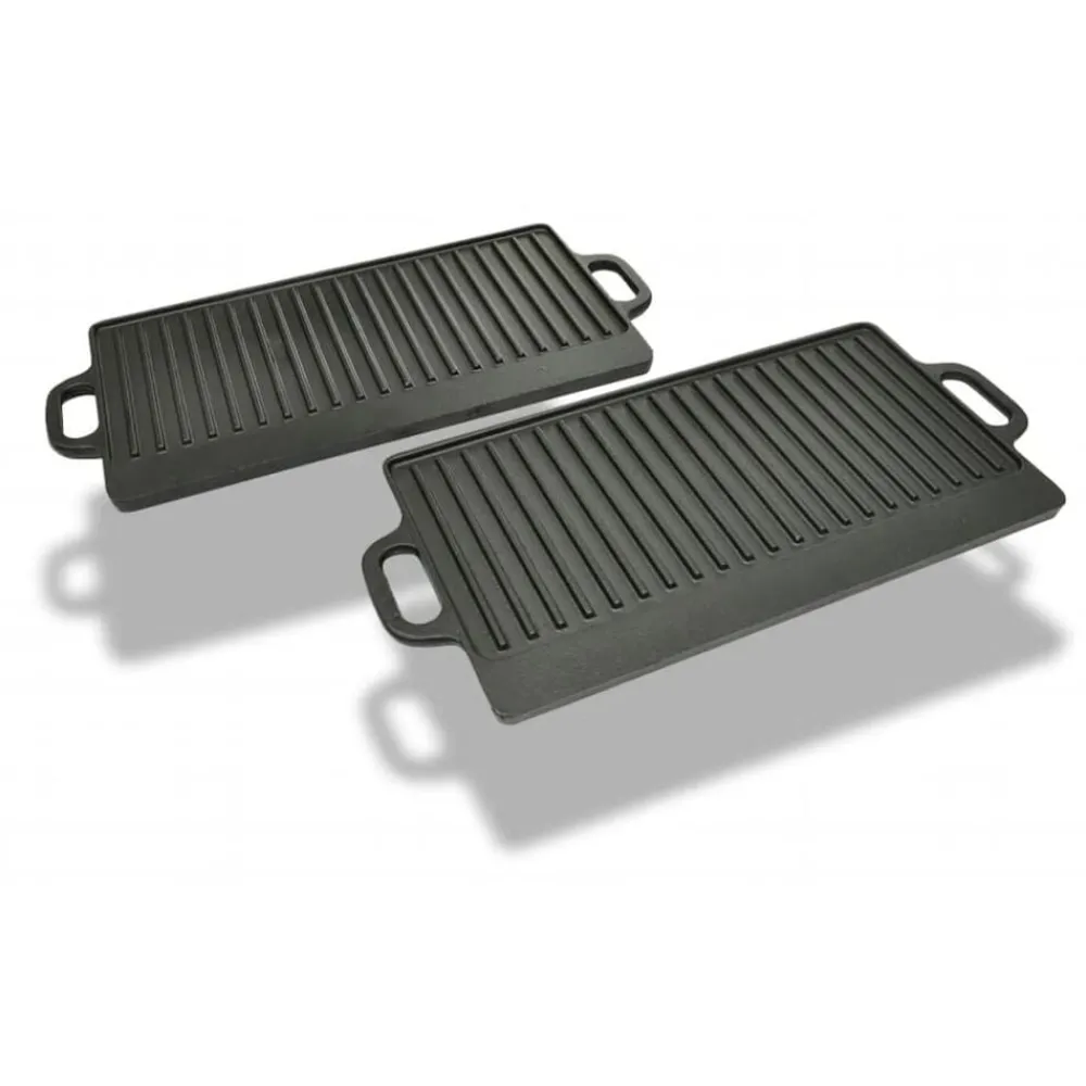 Keuken & Eetkamer*vidaXL Grillplaat gietijzer dubbelzijdig 38x23 cm 2 st
