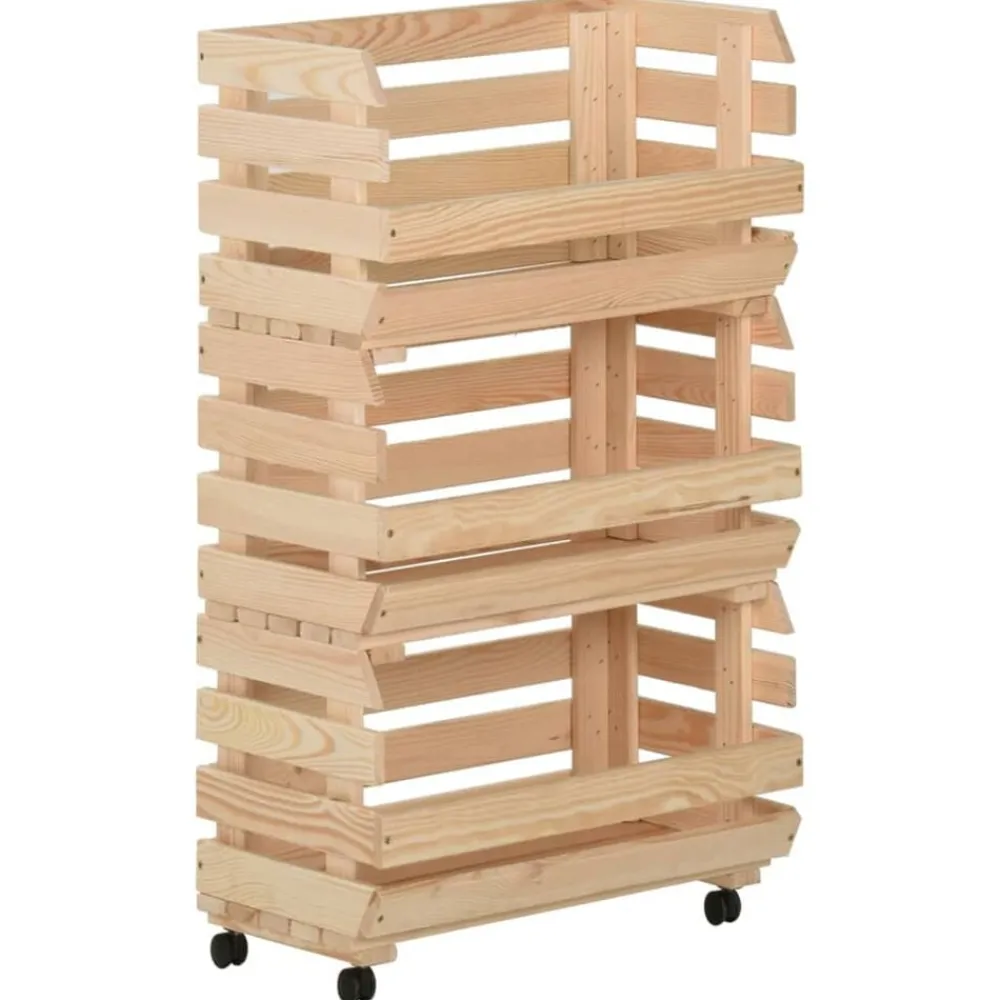 Trolleys*vidaXL Groentetrolley 37x30x80 cm massief grenenhout