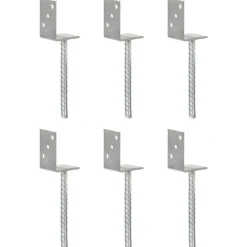 Bouwbeslag*vidaXL Grondankers 6 st 8x6x30 cm gegalvaniseerd staal zilverkleurig