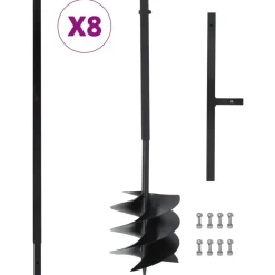Gereedschap*vidaXL Grondboor met handvat 250 mm met verlengbuis 8 m staal