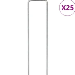 Grondharingen 25 st U-vormig 15x3,5 cm gegalvaniseerd staal>vidaXL Outlet
