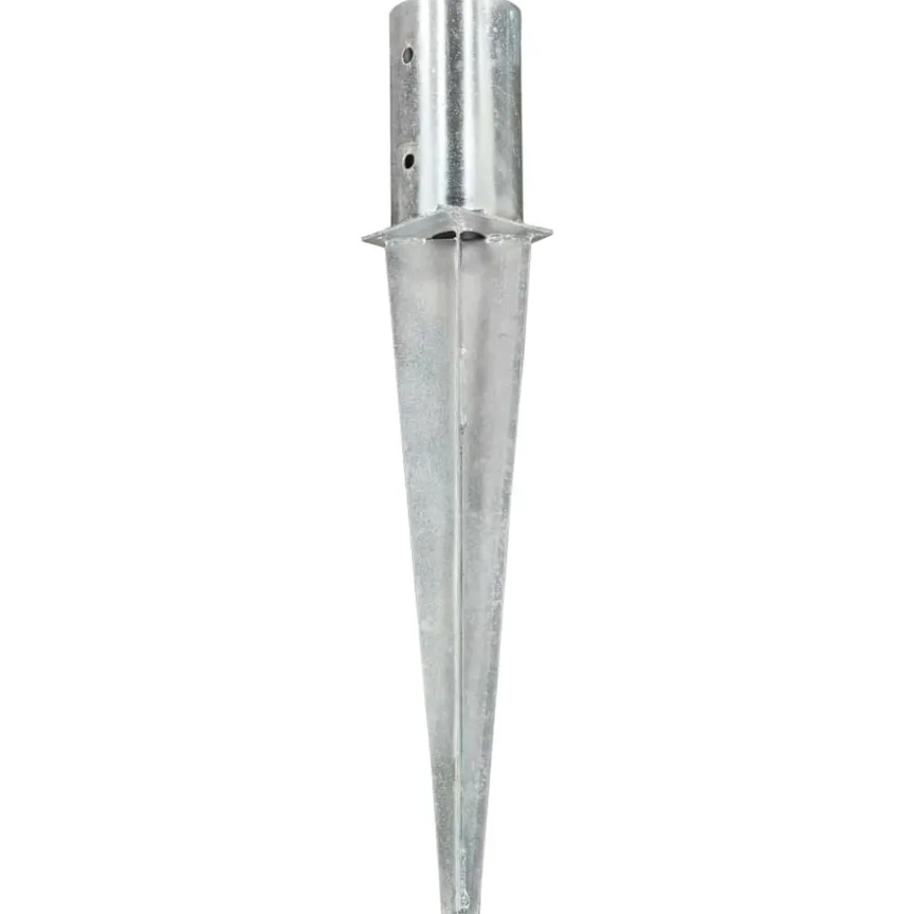 Bouwbeslag*vidaXL Grondpinnen 2 st 8x61 cm gegalvaniseerd staal zilverkleurig