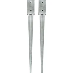 Grondpinnen 2 st 7x7x75 cm gegalvaniseerd staal zilverkleurig>vidaXL Online