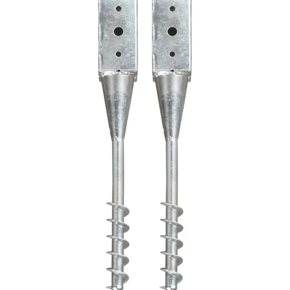 Bouwbeslag*vidaXL Grondpinnen 2 st 7x7x56 cm gegalvaniseerd staal zilverkleurig
