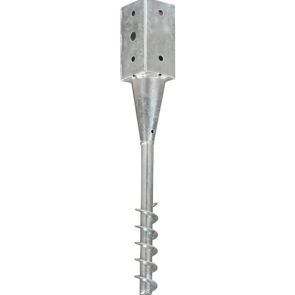 Bouwbeslag*vidaXL Grondpinnen 2 st 7x7x56 cm gegalvaniseerd staal zilverkleurig