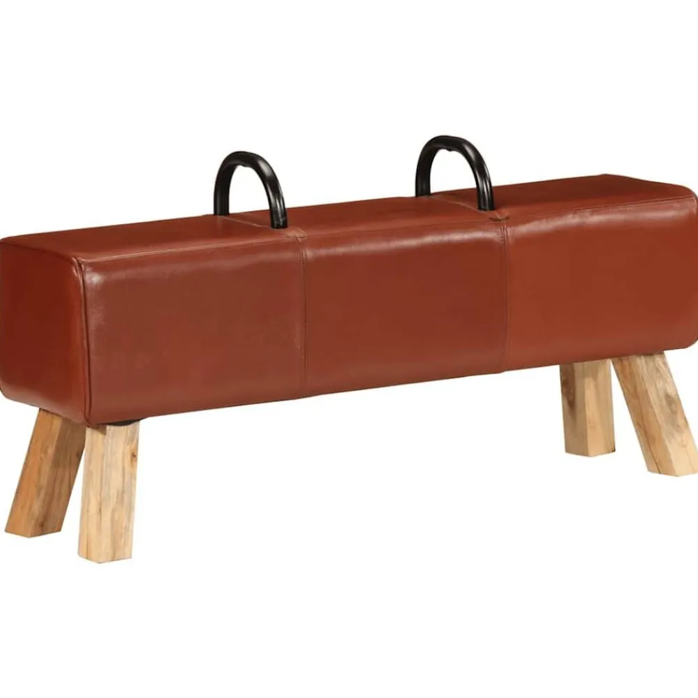 Bankjes*vidaXL Gymbok 110 cm echt leer bruin