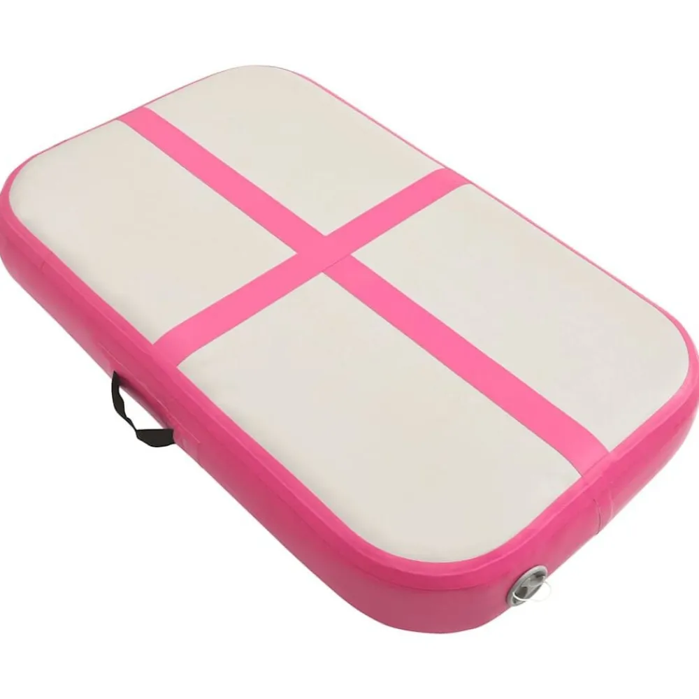 Gymnastiekmat met pomp opblaasbaar 60x100x15 cm PVC roze>vidaXL Best