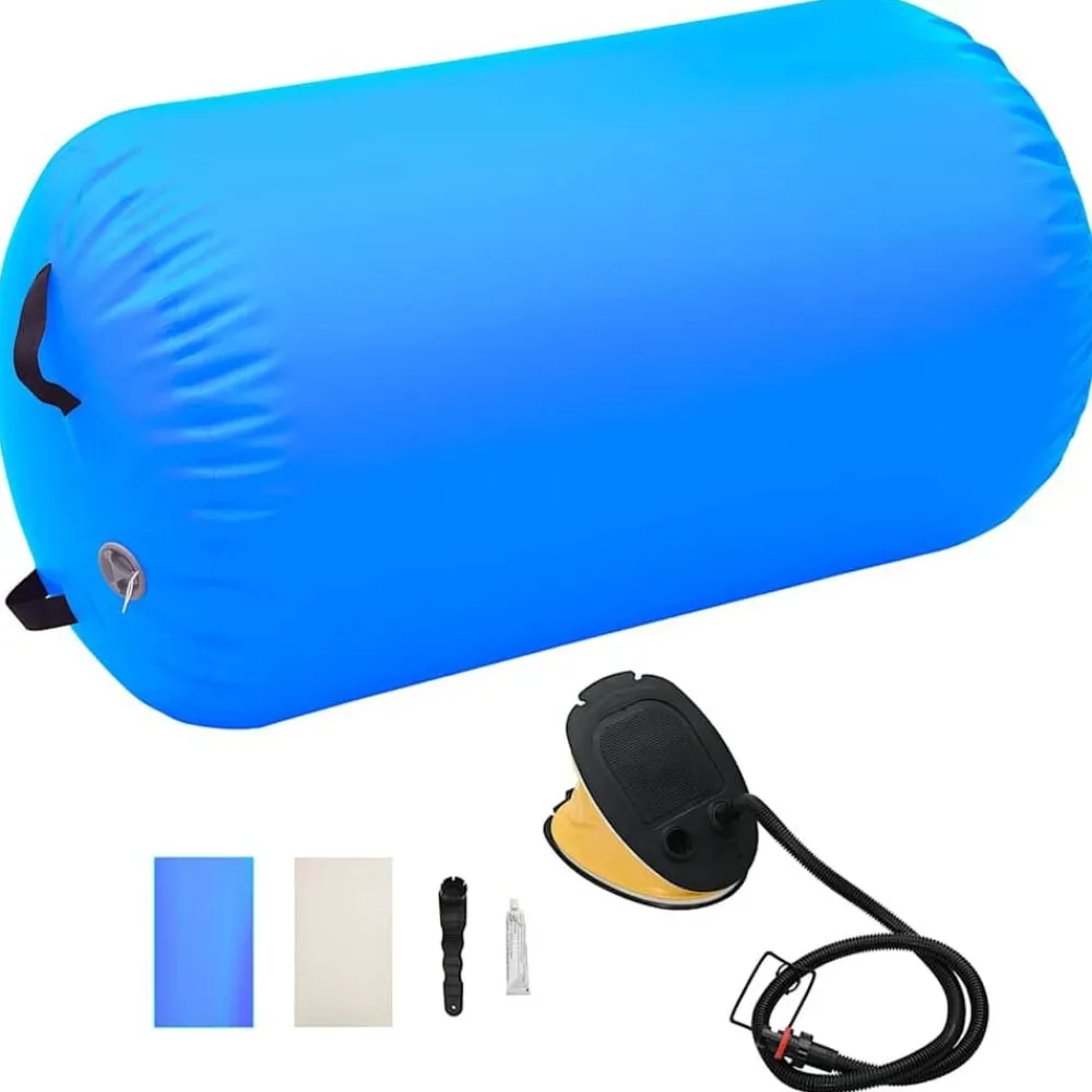 Fitness*vidaXL Gymnastiekrol met pomp opblaasbaar 100x60 cm PVC Blauw